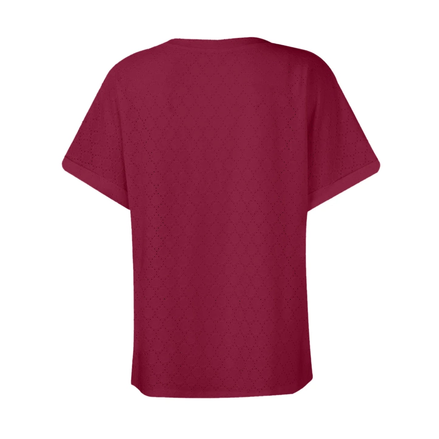 Summer Women Blouses Summer Tops for Women'S Fashion Casual Solid Color Button V Neck T-Shirt Tops Blouse for Women Wine S