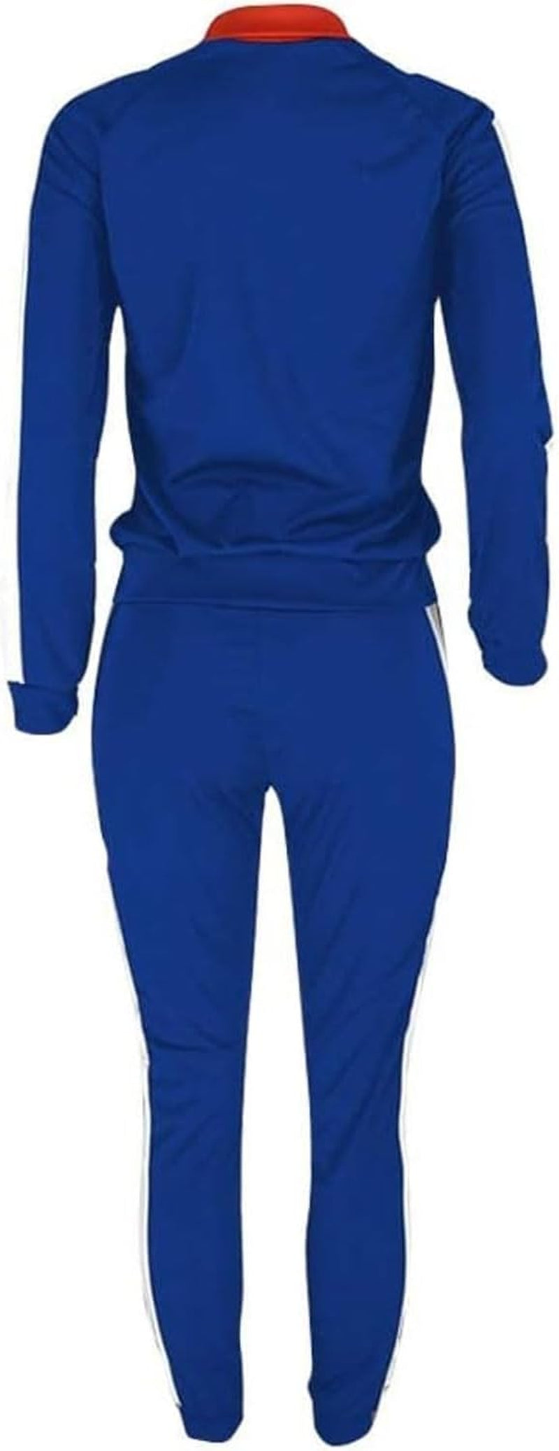 Women'S Jogging Sets 80S 90S Sweat Two Piece Track Color Block Outfit Suit Tracksuit Royalblue S