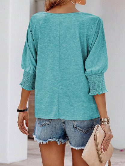 Blouses for Women Dressy Crew Neck 3/4 Sleeve Summer Tops Casual Flowy Shirts Womens Clothes Loose Basic Tees
