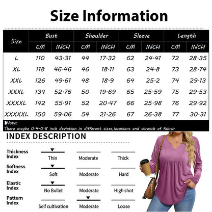 Womens plus Size Tops Dressy Fall Cute Shirts Long Sleeve Henley V Neck Floral Graphic T-Shirt 4X-5X Casual Tunics Blouses Gray XL