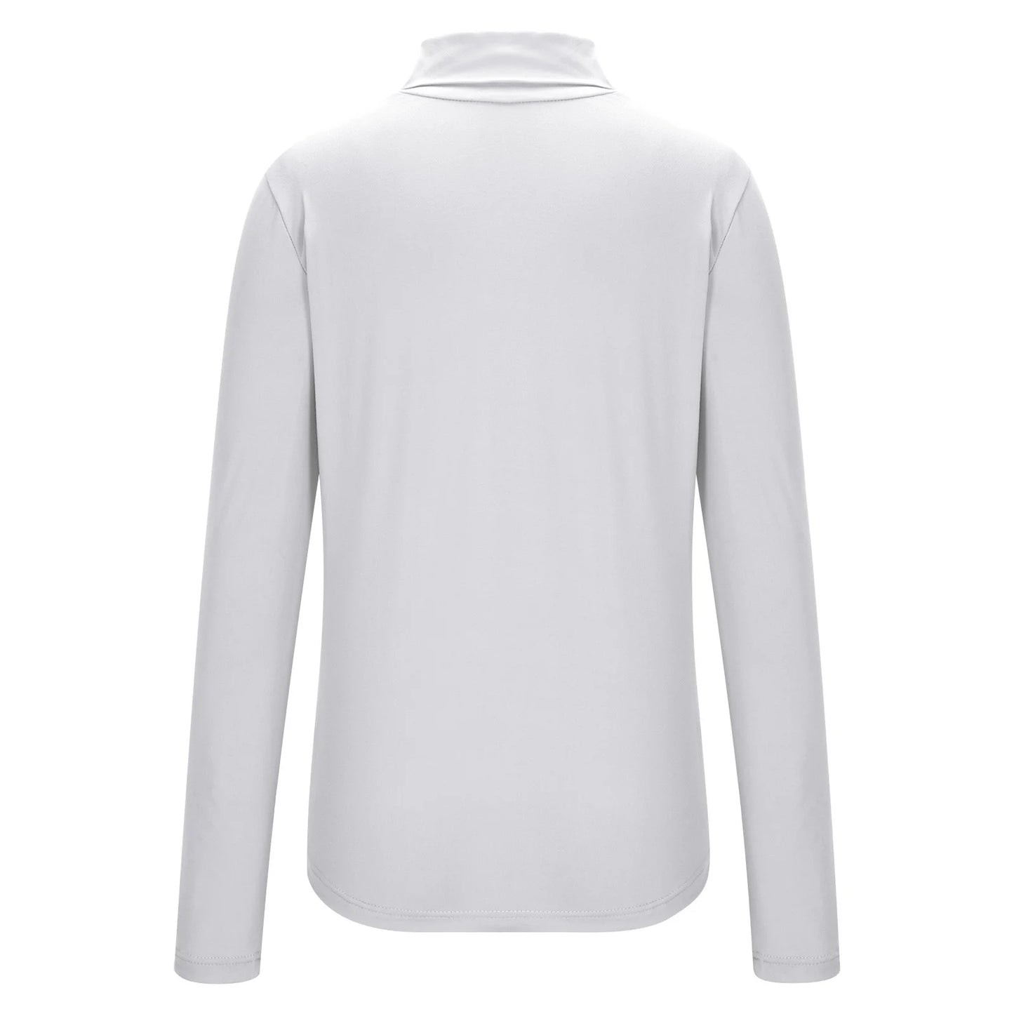 Womens Basic Turtleneck Long Sleeve Slim Fit Top Soft Stretchy Mock Neck Shirt Casual Layering Tee for Fall Winter White L