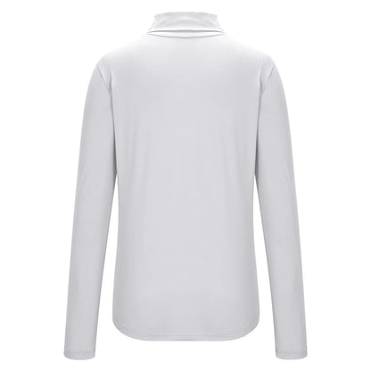 Womens Basic Turtleneck Long Sleeve Slim Fit Top Soft Stretchy Mock Neck Shirt Casual Layering Tee for Fall Winter White L