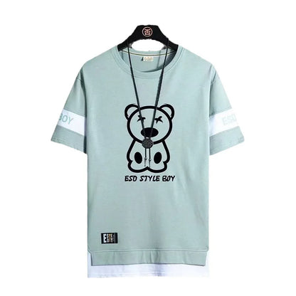 T-Shirt for Men Short Sleeves Male T Shirts Korean Style Streetwear Print Harajuku Oversize T Shirt Casual Clothing Sleeve Tops
