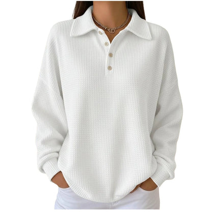 Womens Waffle Knit Long Sleeve Shirts V Neck Button down Pullover Lightweight Dressy Casual Basic Pullover Tops Gift
