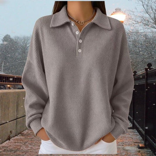 Womens Waffle Knit Long Sleeve Shirts V Neck Button down Pullover Lightweight Dressy Casual Basic Pullover Tops Gift