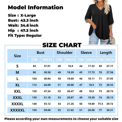 plus Size T Shirts for Women Loose Fit Sexy Tees Shirt 3/4 Sleeve V Neck Gradient Print Blouses 4X-5X Tunics Blouses 3Xl,Black