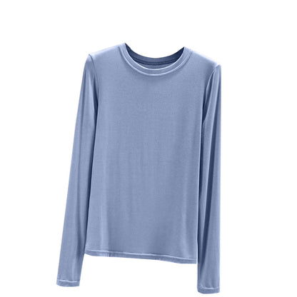Long Sleeve Shirts for Women Crewneck Soft Thermal Undershirts Solid Color Sleepwear Casual Base Layer Pullover Tee Tops
