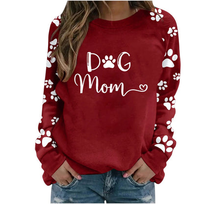 Cute Crew Neck Sweatshirts for Women Spring Fall Fashion Long Sleeve Graphic Print Pullover Tops Casual Workout Shirts(Wine,Xxl)