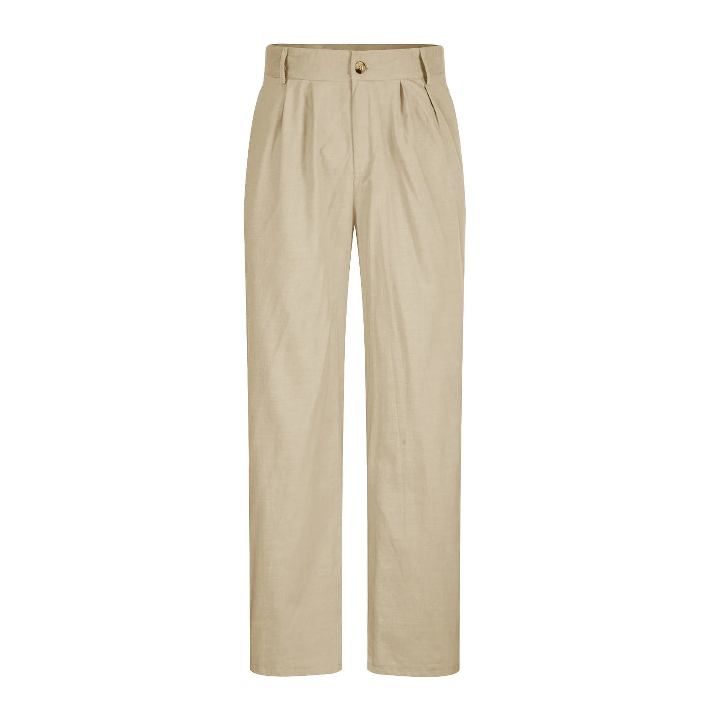 Cotton Linen Pants for Men Pleated Front Trouser Straight Leg Suit Trousers Solid Color Office Trouser Lightweight Linen Pant