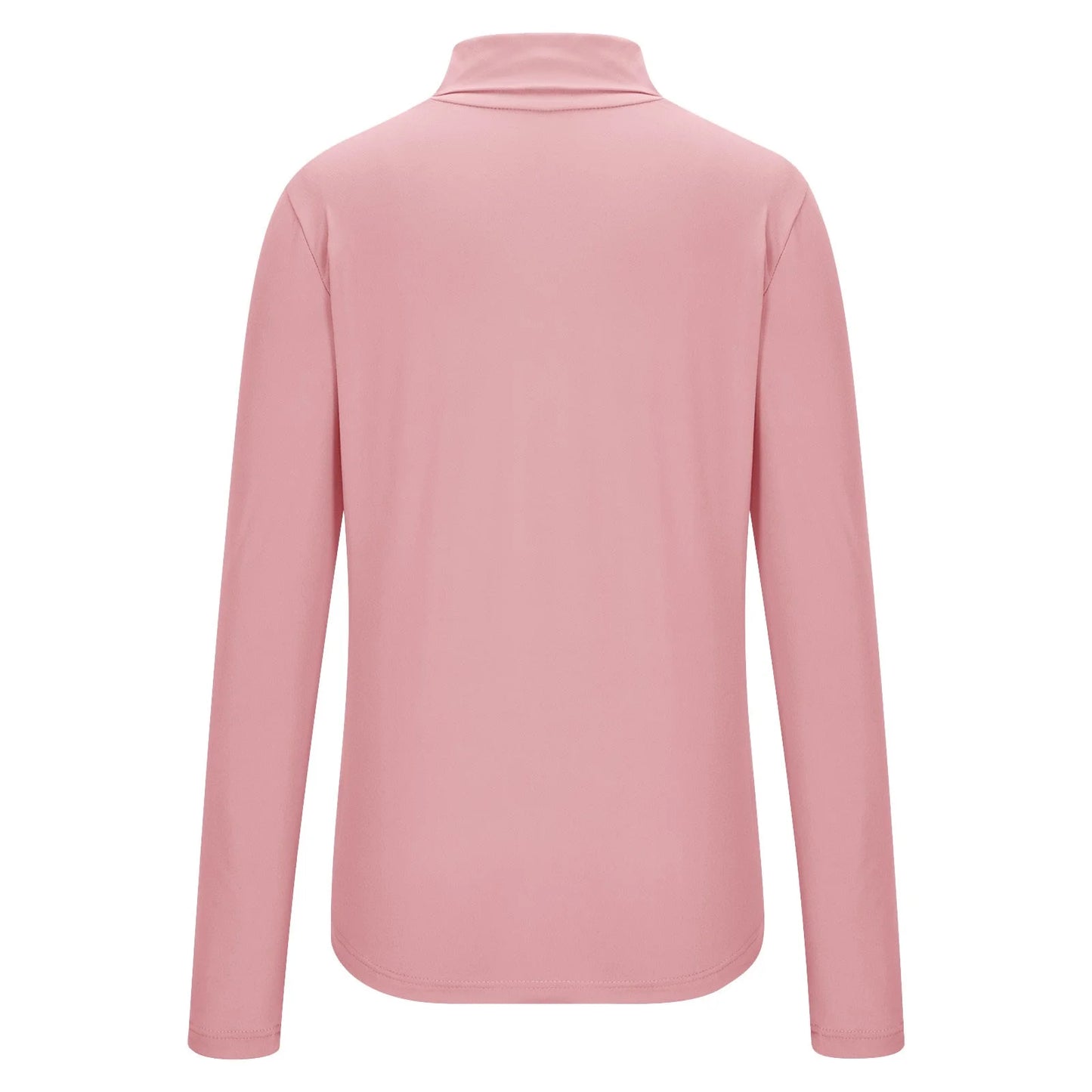 Womens Basic Turtleneck Long Sleeve Slim Fit Top Soft Stretchy Mock Neck Shirt Casual Layering Tee for Fall Winter Pink XXXL