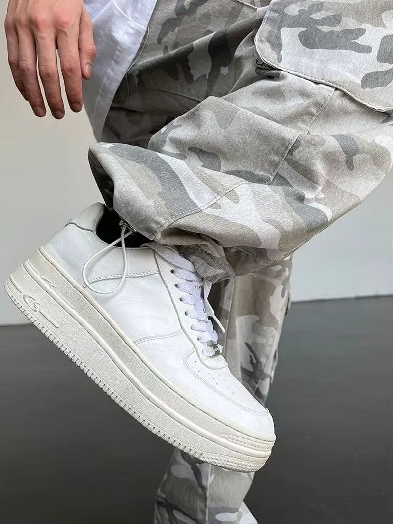 Men'S Cargo Pants Camo Camouflage Male Trousers Straight Multi Pocket Multipockets Hip Hop Street Designer with Trend Popular