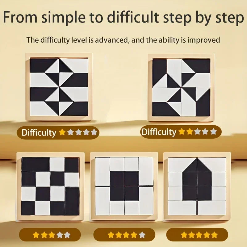 120 Level Black and White Hidden Building Block Kids Enhances Logic and Spatial Reasoning Parent-Child Interactive Tabletop Game
