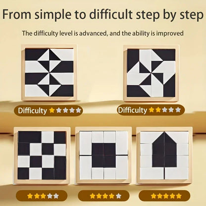 120 Level Black and White Hidden Building Block Kids Enhances Logic and Spatial Reasoning Parent-Child Interactive Tabletop Game