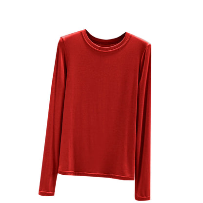 Long Sleeve Shirts for Women Crewneck Soft Thermal Undershirts Solid Color Sleepwear Casual Base Layer Pullover Tee Tops