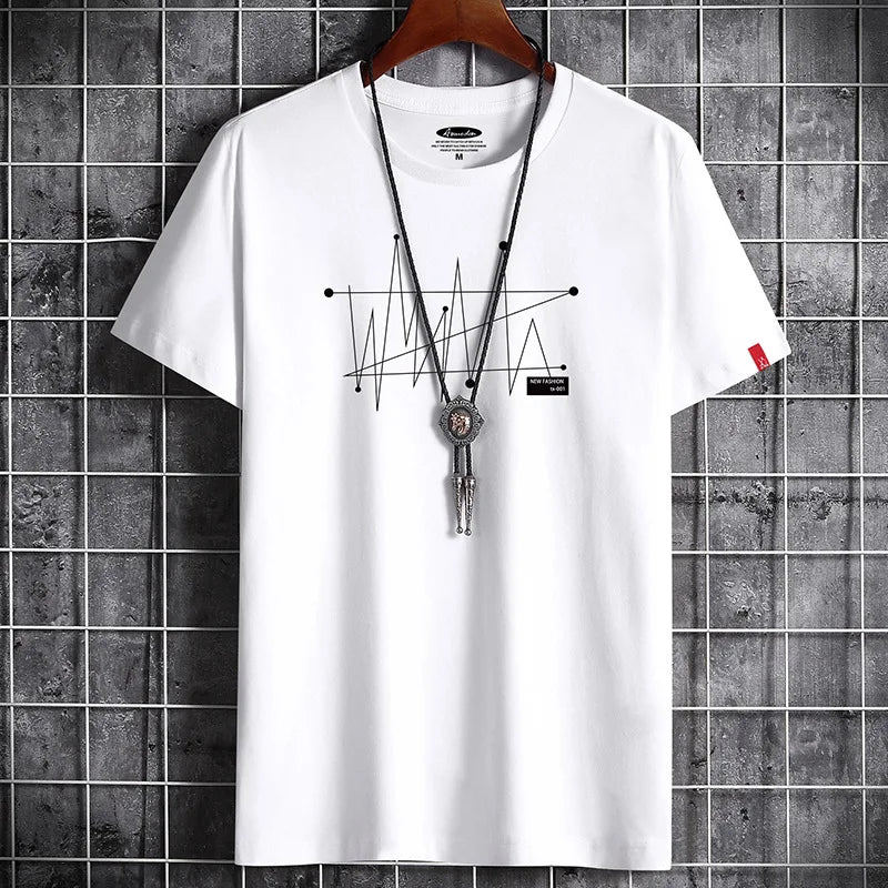 Manga Tshirt Tops Oversize Men Loose Tee 100% Cotton Fashion Goth Print Men'S Short Sleeve T-Shirt Summer New Male Casual Tshirt