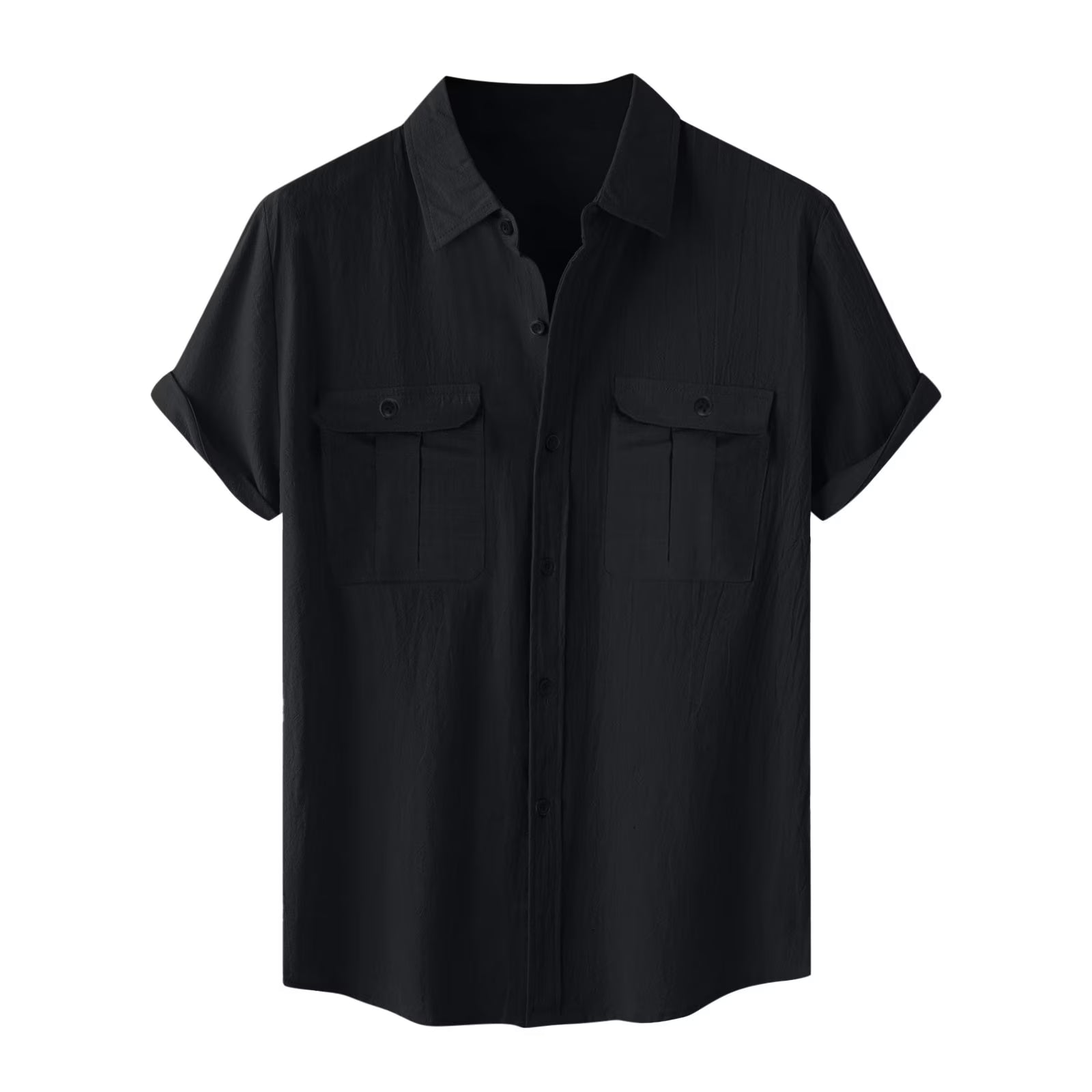 Mens Short Sleeve Classic Shirts Fishing Casual Regular-Fit Button-Up Collared Plaid Double Pocket Dress Shirt Top Tees Blouses Men Short Sleeve Shirts Button up Clearance Beach Wedding Shirt M-5XL