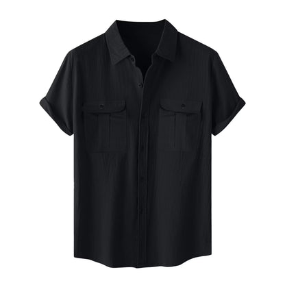 Mens Short Sleeve Classic Shirts Fishing Casual Regular-Fit Button-Up Collared Plaid Double Pocket Dress Shirt Top Tees Blouses Men Short Sleeve Shirts Button up Clearance Beach Wedding Shirt M-5XL