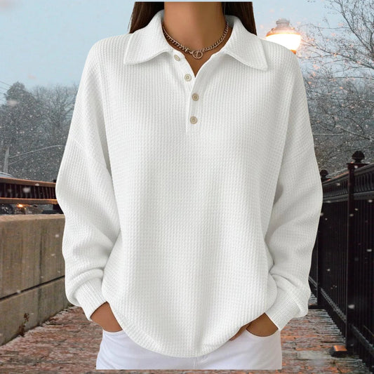 Womens Waffle Knit Long Sleeve Shirts V Neck Button down Pullover Lightweight Dressy Casual Basic Pullover Tops Gift