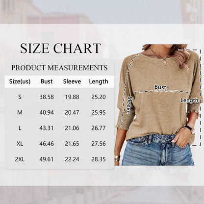 Tops for Women Summer 3/4 Sleeve T-Shirts Basic Business Tees Cute Crewneck Blouses Shirts for Womens Clothes Fashion Loose Tunic Tops