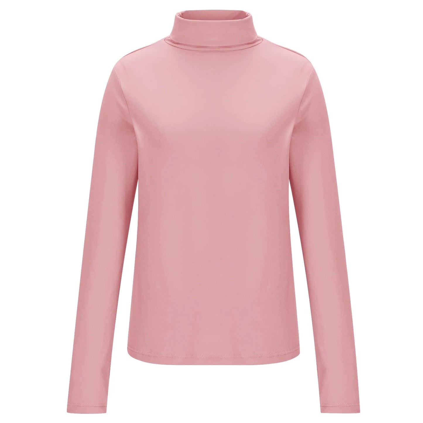 Womens Basic Turtleneck Long Sleeve Slim Fit Top Soft Stretchy Mock Neck Shirt Casual Layering Tee for Fall Winter Pink XXXL