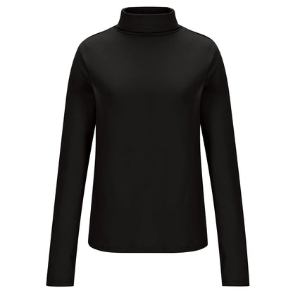 Womens Basic Turtleneck Long Sleeve Slim Fit Top Soft Stretchy Mock Neck Shirt Casual Layering Tee for Fall Winter Black XXXXL