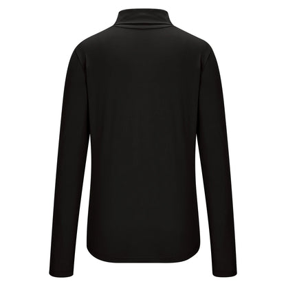 Womens Basic Turtleneck Long Sleeve Slim Fit Top Soft Stretchy Mock Neck Shirt Casual Layering Tee for Fall Winter Black XXXXL