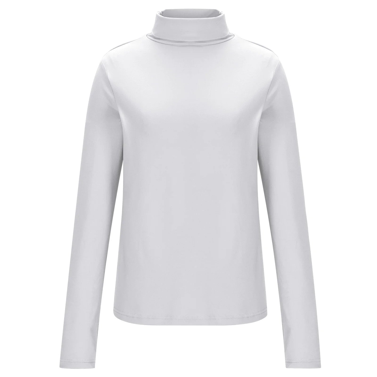 Womens Basic Turtleneck Long Sleeve Slim Fit Top Soft Stretchy Mock Neck Shirt Casual Layering Tee for Fall Winter White L