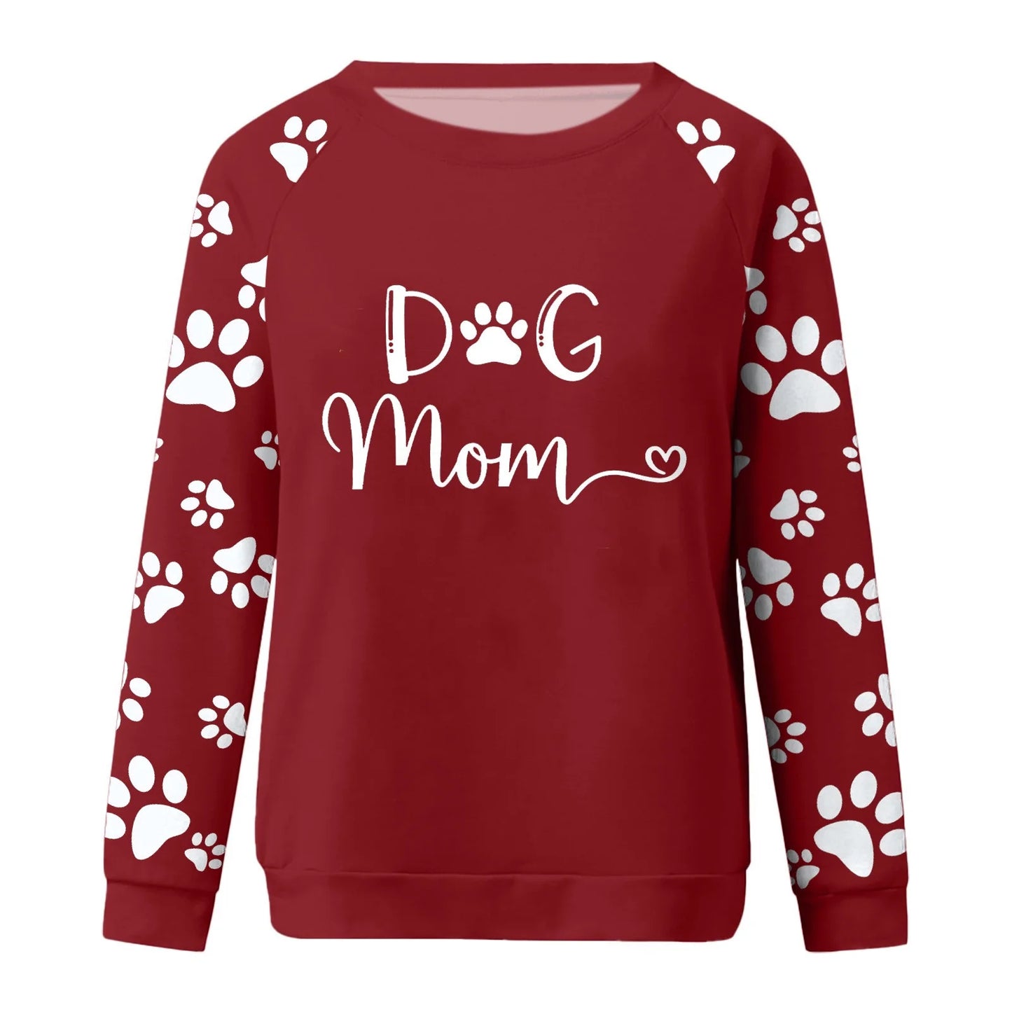 Cute Crew Neck Sweatshirts for Women Spring Fall Fashion Long Sleeve Graphic Print Pullover Tops Casual Workout Shirts(Wine,Xxl)