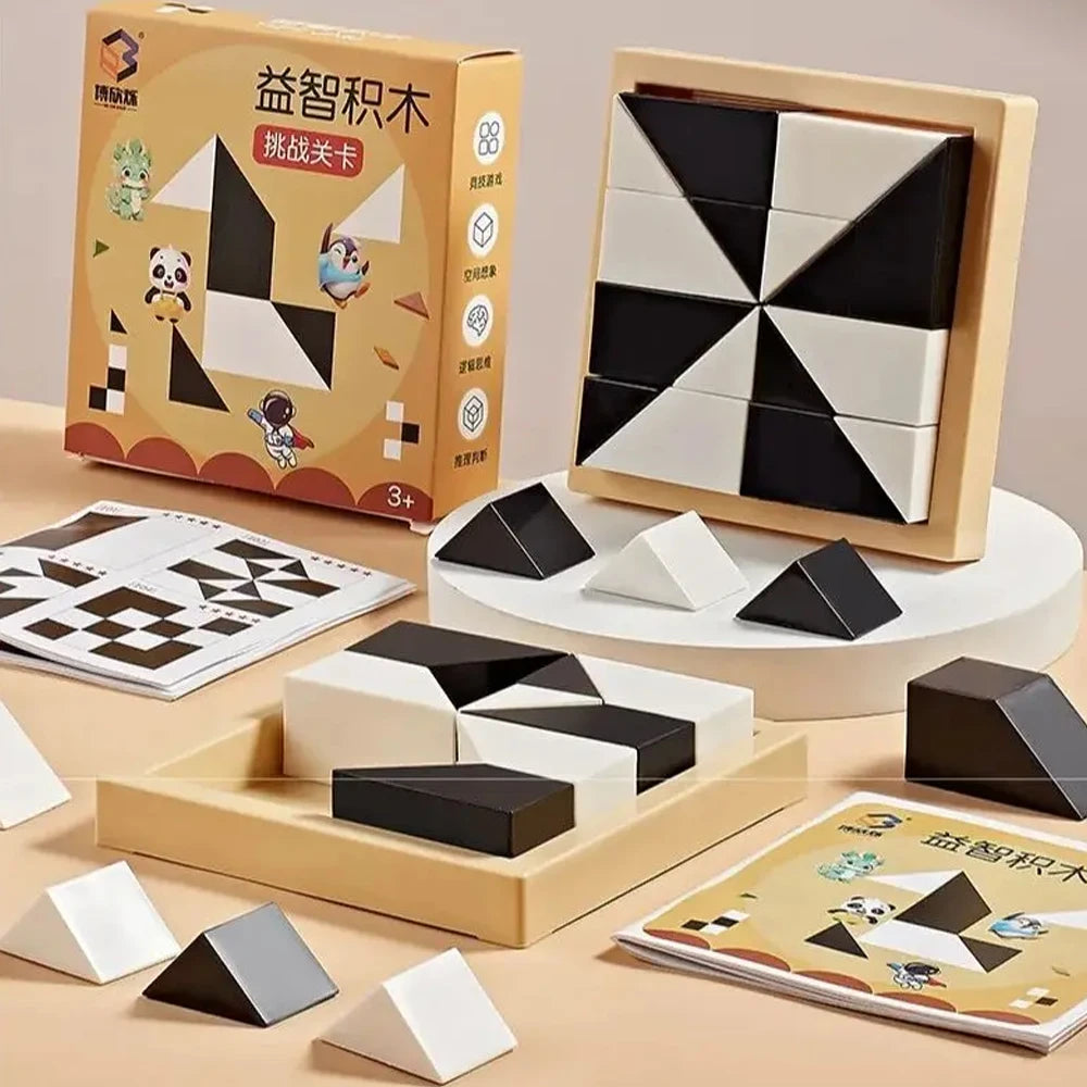 120 Level Black and White Hidden Building Block Kids Enhances Logic and Spatial Reasoning Parent-Child Interactive Tabletop Game